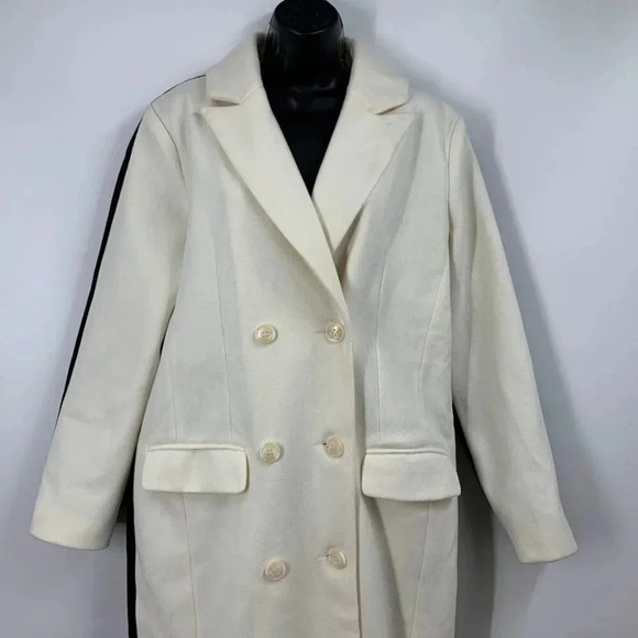 Missguided‎ Women's Colorblock Tu Tone Long Button Up Trench Coat Size 0 - Picture 3 of 16
